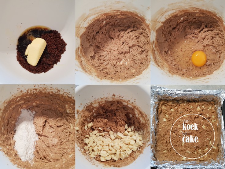 recept bereiding blondies met witte chocolade