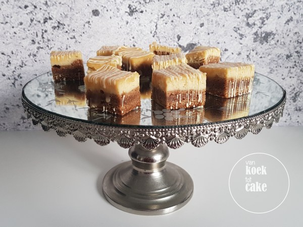 recept cheesecake bar chewy bodem van koek tot cake karamel witte chocolade