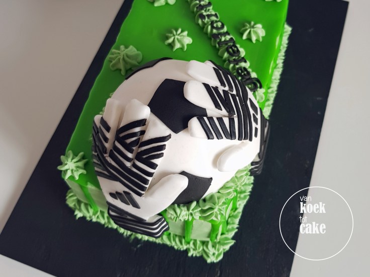Verjaardagstaart taart keeper keepershandschoenen