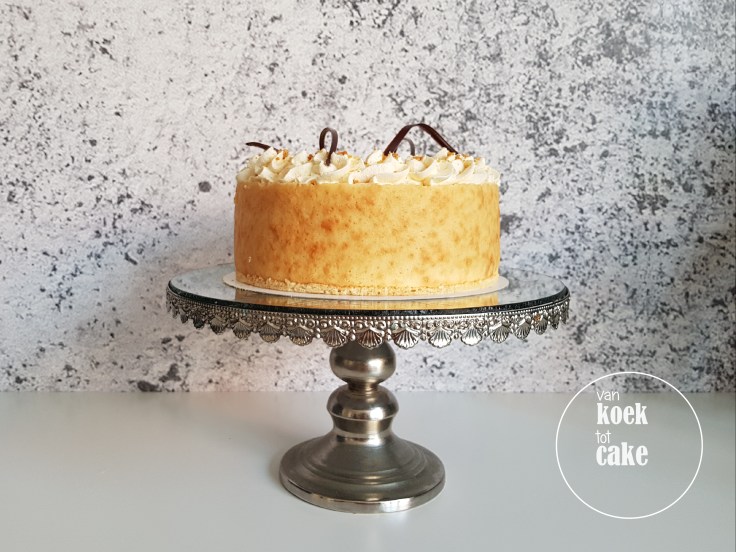 Abrikozen mousse taart met amandel biscuit - van koek tot cake middelburg