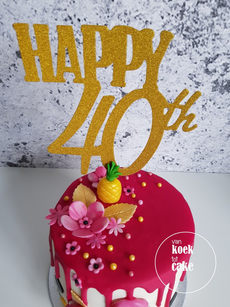 Ananas flamingo taart drip cake - van koek tot cake Middelburg