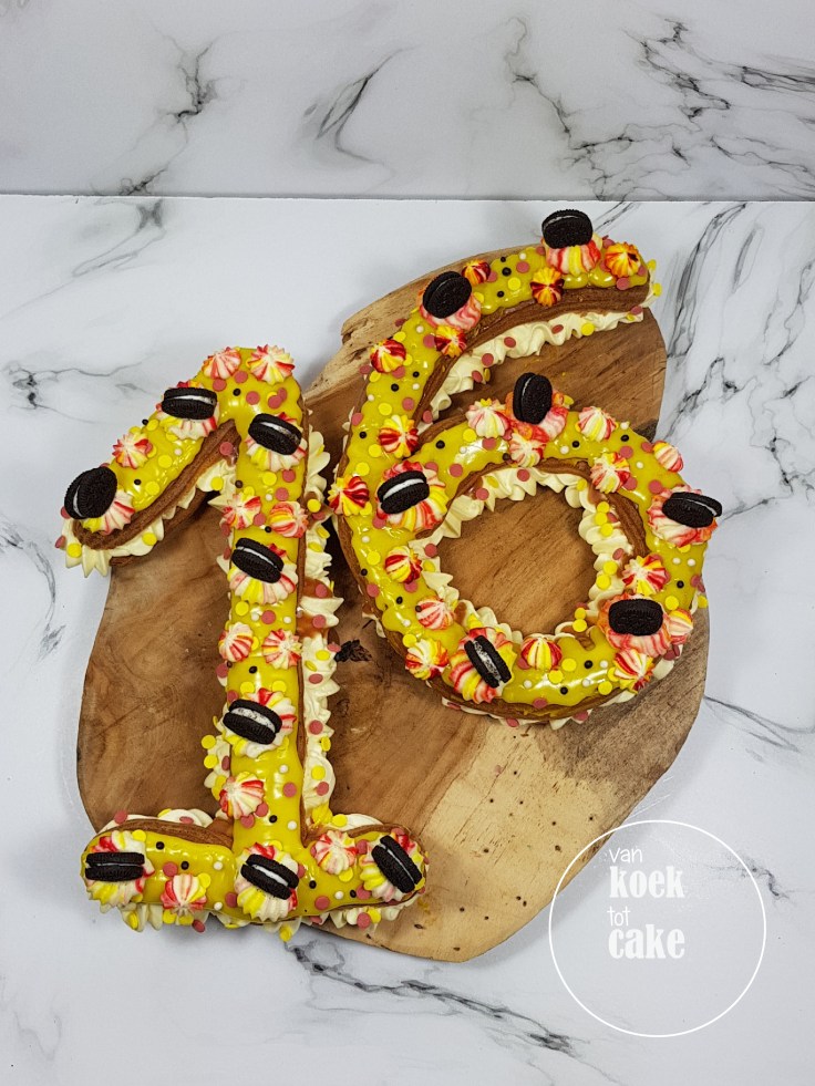 Letter cijfer eclair taart 16 sweet sixteen Oreo - van koek tot cake - bestellen Vlissingen Middelburg Oost-Souburg