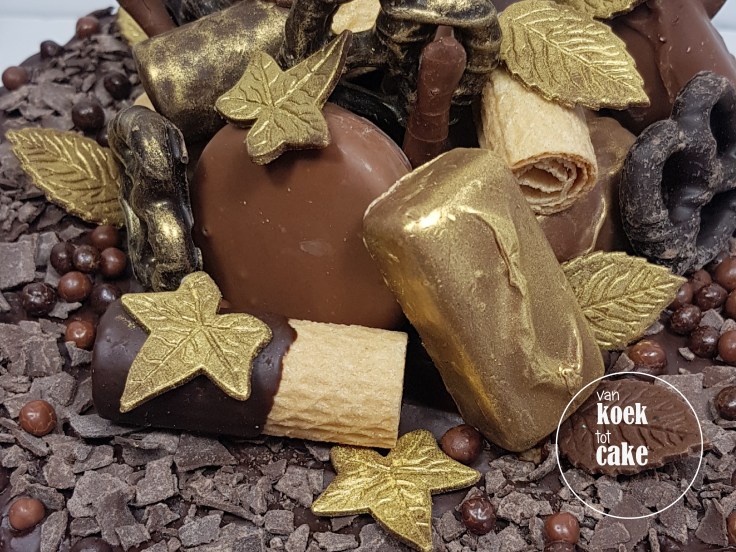 Verjaardagstaart taart 50 jaar Abraham Goud met chocolade - van koek tot cake - bestellen Middelburg Vlissingen Oost-Souburg