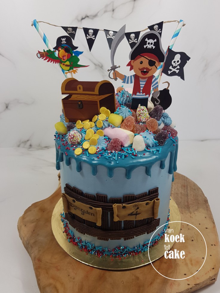 Verjaardagstaart piraten drip cake - bestellen Vlissingen Middelburg Oost-Souburg
