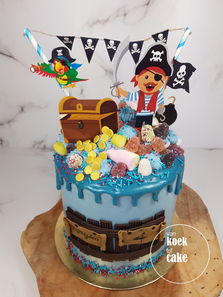 Verjaardagstaart piraten drip cake - bestellen Vlissingen Middelburg Oost-Souburg