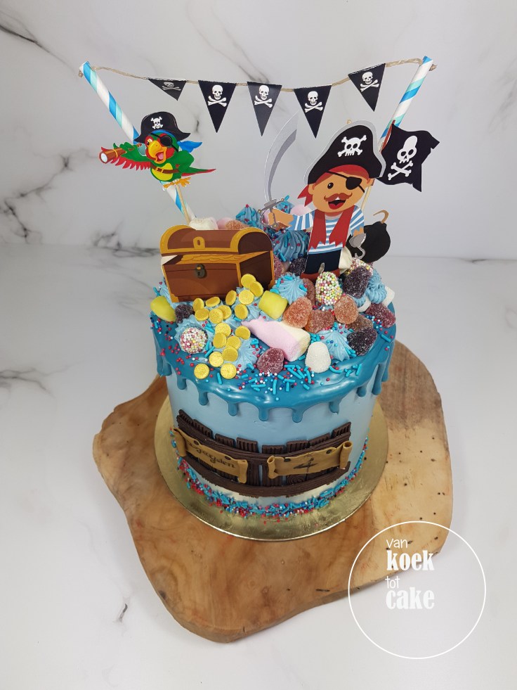 Verjaardagstaart piraten drip cake - bestellen Vlissingen Middelburg Oost-Souburg