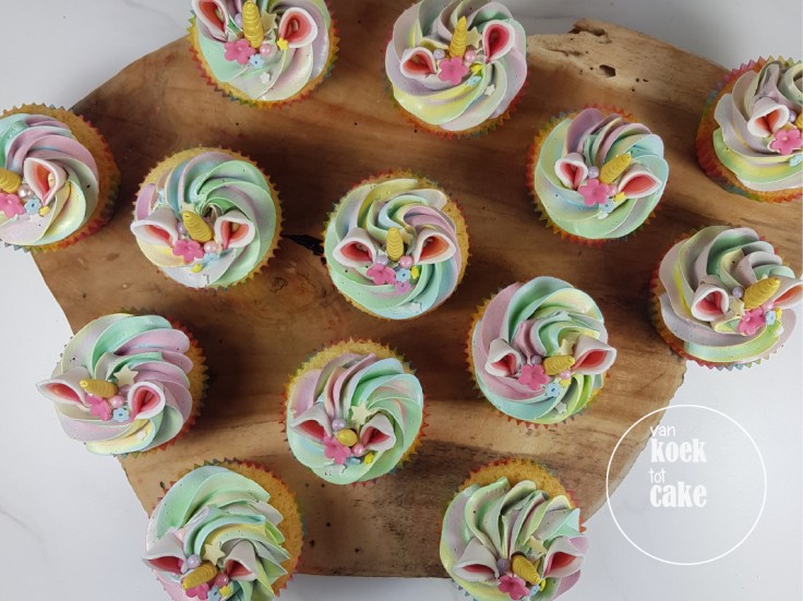 Unicorn cupcakes - van koek tot cake - traktatie verjaardag Bestellen Middelburg Vlissingen Oost-Souburg