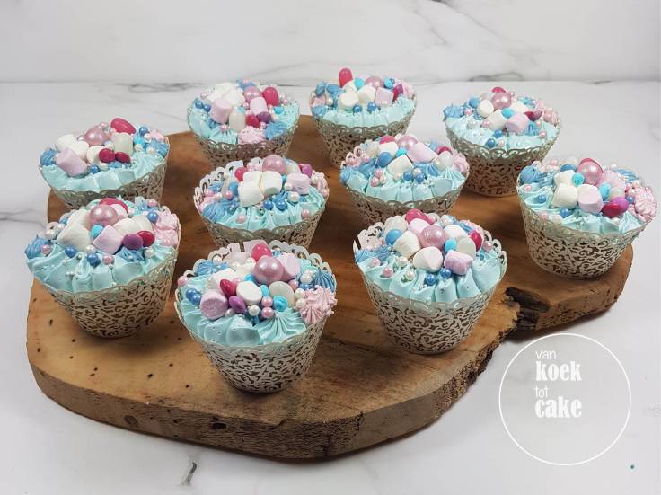 Gender reveal party cupcakes en taart | Bestellen Vlissingen Middelburg Oost-Souburg