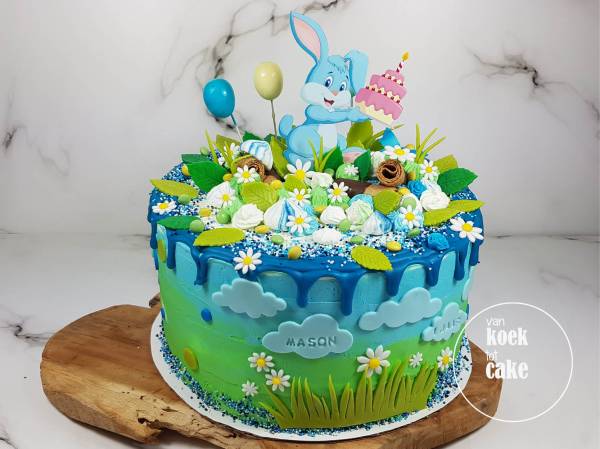 Verjaardagstaart jongen 1 jaar konijnen haasjes | bestellen Vlissingen Middelburg Oost-Souburg | van koek tot cake