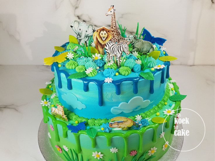 Dripcake verjaardagstaart jongen thema dieren dierentuin | bestellen Middelburg Vlissingen Oost-Souburg
