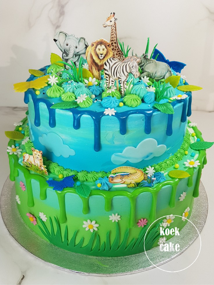 Dripcake verjaardagstaart jongen thema dieren dierentuin | bestellen Middelburg Vlissingen Oost-Souburg