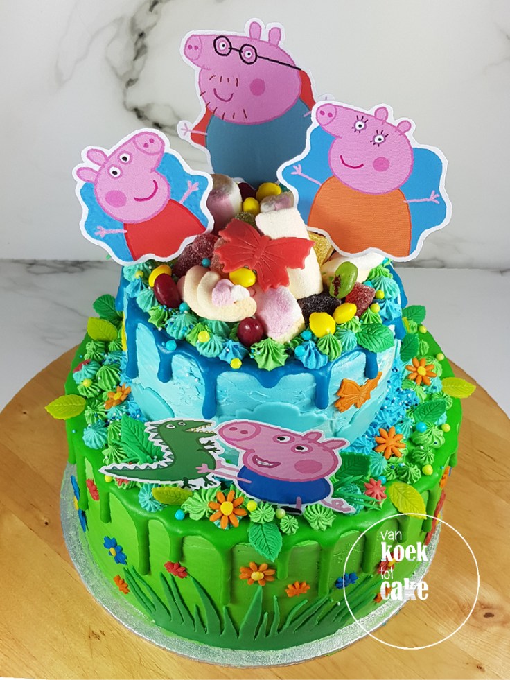 Dripcake verjaardagstaart Peppa Pig | Bestellen van koek tot cake | Middelburg Vlissingen Middelburg
