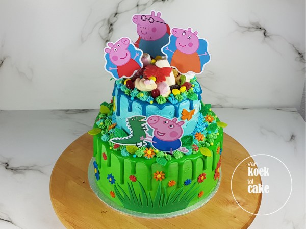 Dripcake verjaardagstaart Peppa Pig | Bestellen van koek tot cake | Middelburg Vlissingen Middelburg