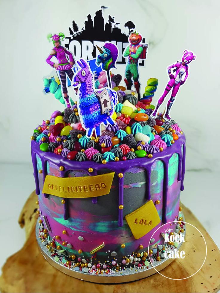 Fortnite verjaardagstaart dripcake | taart bestellen Vlissingen Middelburg Oost-Souburg | Zeeland - Walcheren