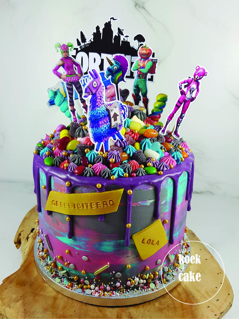Fortnite verjaardagstaart dripcake | taart bestellen Vlissingen Middelburg Oost-Souburg | Zeeland - Walcheren