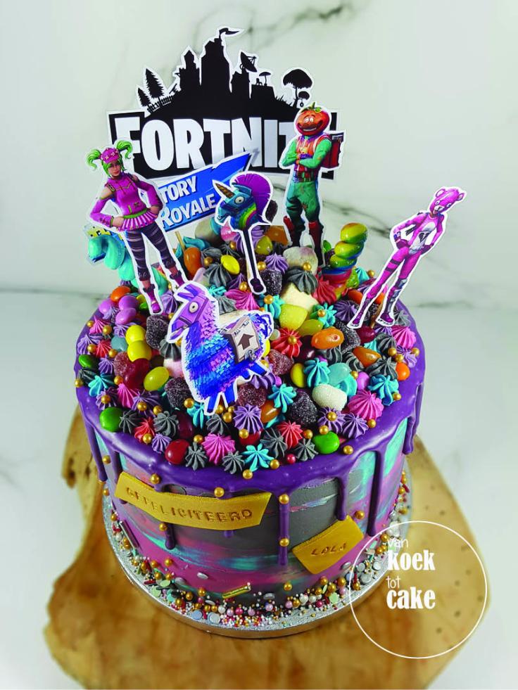 Fortnite verjaardagstaart dripcake | taart bestellen Vlissingen Middelburg Oost-Souburg | Zeeland - Walcheren