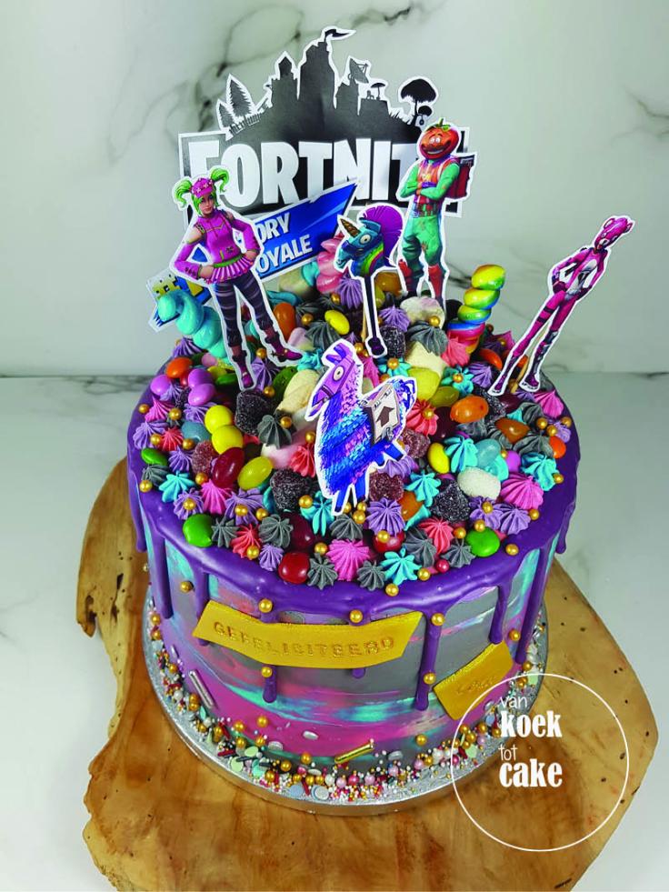 Fortnite verjaardagstaart dripcake | taart bestellen Vlissingen Middelburg Oost-Souburg | Zeeland - Walcheren