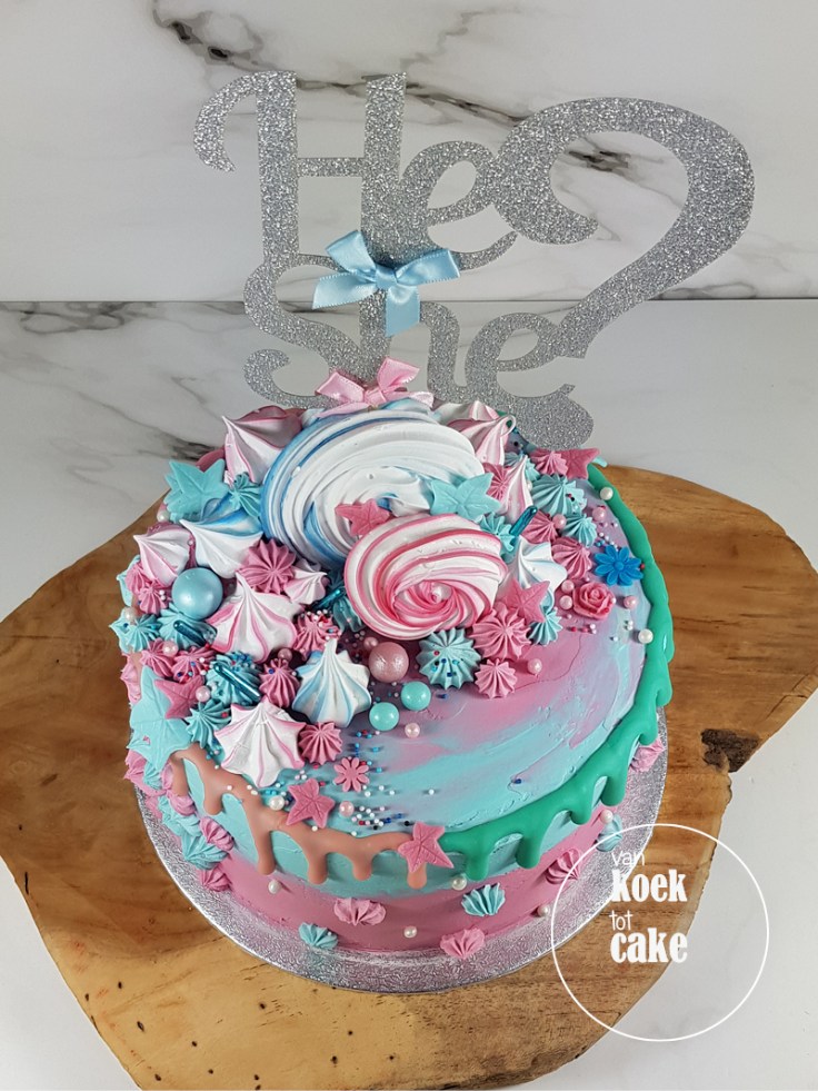 Gender reveal drip cake taart | bestellen Zeeland Middelburg Vlissingen Oost-souburg