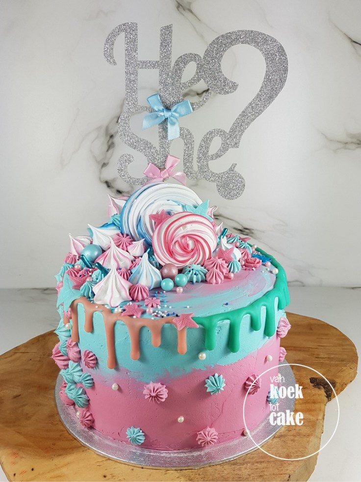 Gender reveal drip cake taart | bestellen Zeeland Middelburg Vlissingen Oost-souburg