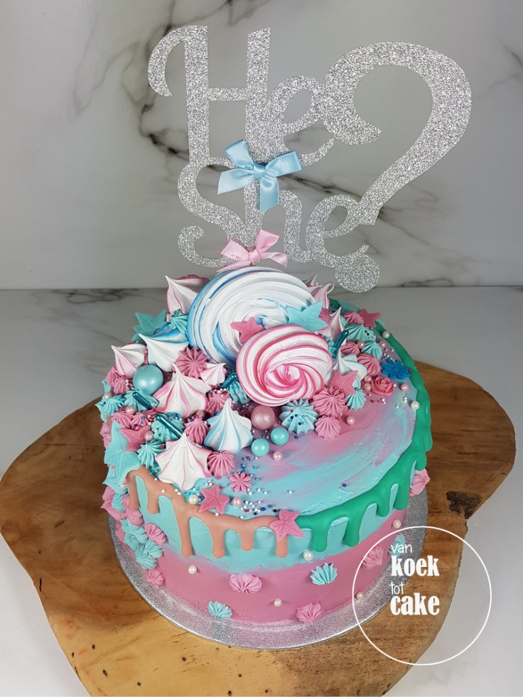 Gender reveal drip cake taart | bestellen Zeeland Middelburg Vlissingen Oost-souburg