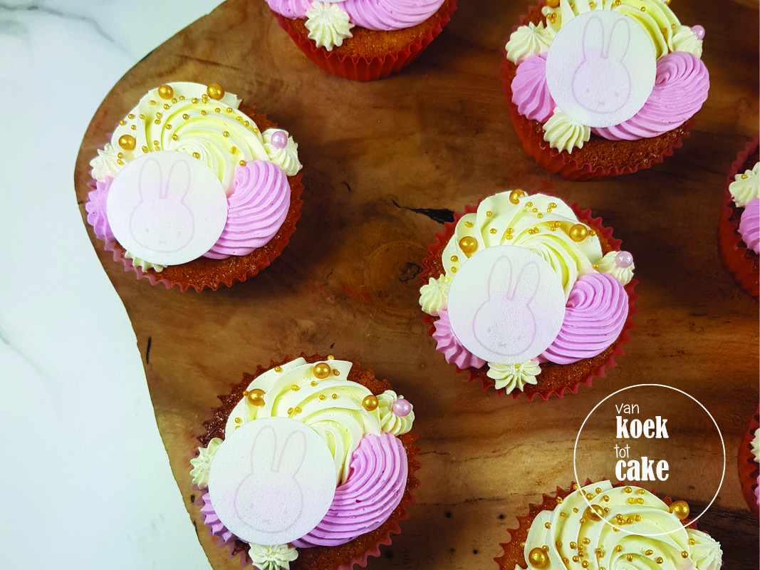 Nijntje cupcakes met toef thema roze en goud | Cupcakes en taart bestellen Zeeland Walcheren Vlissingen Middelburg Oost-Souburg